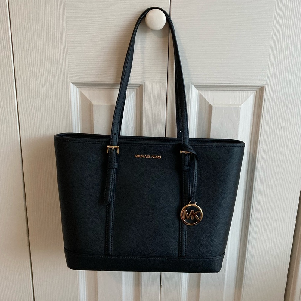 Michael Kors jet set travel small leather tote bag